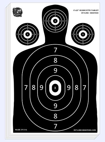 Dynamic Shooters  50 Pack 17X25-inch Made in USA Large Paper Silhouette Range Shooting Targets - Firearm, Rifle, Gun, Pistol, BB Guns, Airsoft, Pellet Gun, Air Rifle