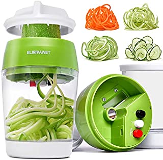 Upgraded 5 in1 Handheld Spiralizer Vegetable Slicer, Heavy Duty Veggie Spiral Cutter with Container, Carrot,Cucumber, Zucchini,Onion Spaghetti Maker