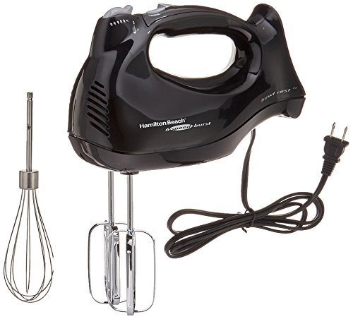 Hamilton Beach 6-Speed Electric Hand Mixer with Snap-On Case, Beaters, Whisk, Black (62692)