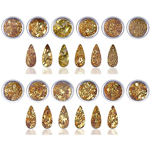 12 Styles Sequins Nail Glitter Set, Holographic Chunky 3D Nail Decorations, Splarkly Flake Acrylic DIY Crafting Supplies for Nail, Eye, Face, Lip, Body (#3)