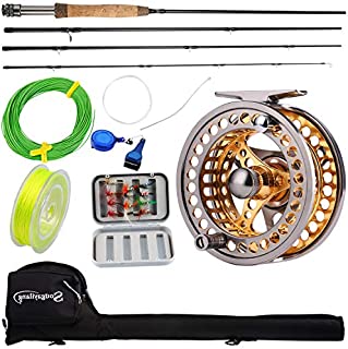 Sougayilang Fly Fishing Rod Reel Combos with Lightweight Portable Fly Rod and CNC-machined Aluminum Alloy Fly Reel,Fly Fishing Complete Starter Package