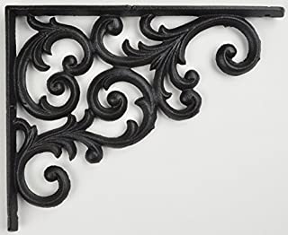 Shelf Bracket Black Cast Iron Ornate Vine Pattern 9.375