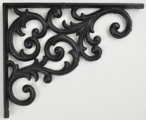 Shelf Bracket Black Cast Iron Ornate Vine Pattern 9.375