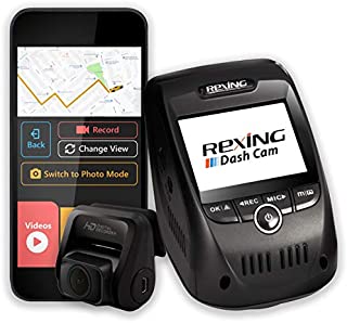 Rexing V1P Pro Dual 1080p Full HD Front and Rear 170 Degree Wide Angle Wi-Fi Car Dash Cam with Built-in GPS Logger, Supercapacitor, 2.4