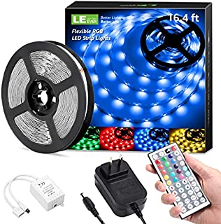 LE LED Strip Lights, 16.4ft RGB 5050 LED Strips with Remote Controller, Color Changing Tape Light with 12V Power Supply for Room, Bedroom, TV, Kitchen, Desk