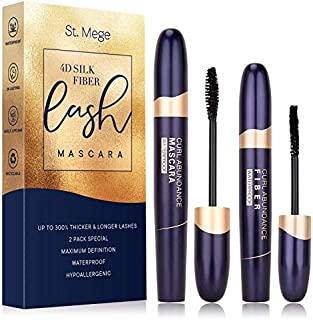 St. Mege 4D Silk Fiber Lash Mascara & Fiber 2-in-1 Set, Best for Thickening and Lengthening, Waterproof and Smudge-Proof and Hypoallergenic - Thicker and Longer Lashes