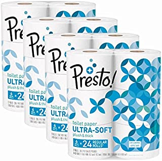 Amazon Brand - Presto! 308-Sheet Mega Roll Toilet Paper, Ultra-Soft, 24 Count