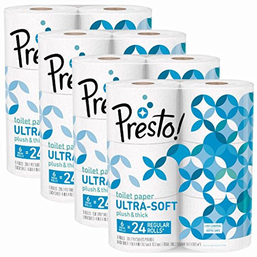 Amazon Brand - Presto! 308-Sheet Mega Roll Toilet Paper, Ultra-Soft, 24 Count