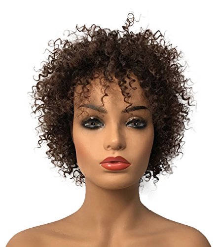 Wiginway Short Kinky Curly Wigs for Black Women Afro African American Brown Full Wigs Hair Replacement 8 Inch