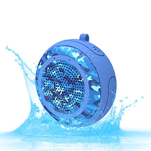 CYBORIS IPX7 Waterproof Outdoor Bluetooth Speaker Swimming Pool Floating Portable Mini Speakers Wireless 5W with Microphone & TWS for Beach, Bathroom, Home, Shower (Camouflage Blue)