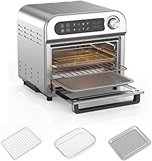 Air Fryer Toaster Oven Combo 8-in-1 Countertop Rotisserie & Dehydrator, Convection Oven for Chicken, Pizza, Cookies, Bake, Broiler, Roaster, Toast, Oil-Less Oven, Stainless Steel, LED Display,1500W