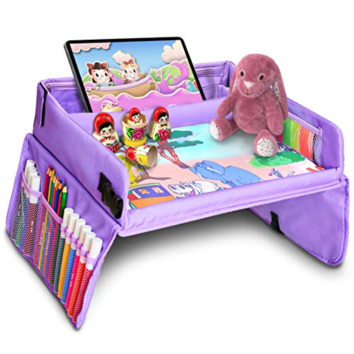 Kids Travel Tray, Kids Art Set, 16 x 13 inches Travel Art Desk for Kids, Activity, Snack, Play Tray & Organizer - Keeps Children Entertained  Portable and Foldable + Storage Bag 