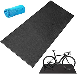 QUWEI Bike Training Mat,Exercise Bike Mat Bicycle Trainer Hardwood Floor Carpet Protection Workout Mat for Indoor Treadmill,Stationary Bike Mat For Peloton Spin Bikes,Thick Mats for Exercise Equipment