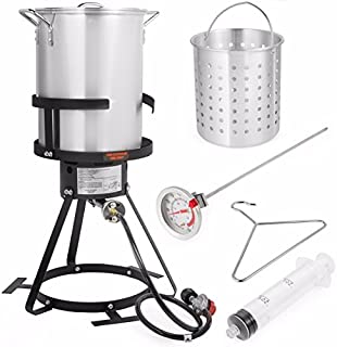 Barton 30-Quart Turkey Deep Fryer Pot Boiling Seafood Cajun Gas-Stove Burner Stand Injector Thermometer 37,000 BTU