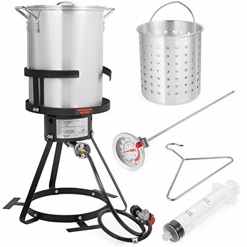 Barton 30-Quart Turkey Deep Fryer Pot Boiling Seafood Cajun Gas-Stove Burner Stand Injector Thermometer 37,000 BTU