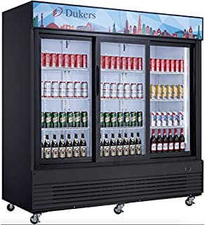 Dukers DSM-68SR Commercial Glass Sliding 3-Door Merchandiser Refrigerator NSF, ETL