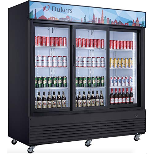 Dukers DSM-68SR Commercial Glass Sliding 3-Door Merchandiser Refrigerator NSF, ETL