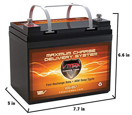 VMAXTANKS VMAX V35-857 12 Volt 35AH AGM Battery Marine Deep Cycle HI Performance Battery ideal for boats and 18-35lb minn kota, minnkota, cobra, sevylor and other trolling motor (12V 35AH, GROUP U1)