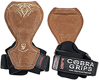 2018 Cobra Grips Flex Model Weight Lifting Gloves Heavy Duty Straps Alternative Power Lifting Hooks Best for Deadlifts with Padded Wrist Wrap Support Bodybuilding (Medium, Brown Leather)