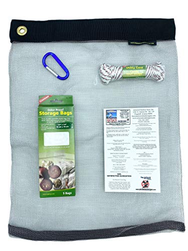 RATSACK Bundle - Ultralight Dry Bag for Backpacking- Bear Bag Food Storage for Camping- Backpacking Protection Mesh Bag from Critters- Coghlans Odor Proof and Waterproof Bag - Survival Rope (Large)