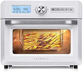 CROWNFUL 19 Quart/18L Air Fryer Toaster Oven, Convection Roaster with Rotisserie & Dehydrator, 10-in-1 Countertop Oven, Original Recipe and 8 Accessories Included, UL Listed (White)