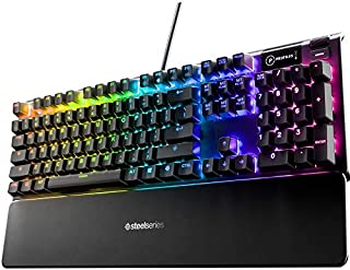 SteelSeries Apex 5 Hybrid Mechanical Gaming Keyboard  Per-Key RGB Illumination  Aircraft Grade Aluminum Alloy Frame  OLED Smart Display (Hybrid Blue Switch)