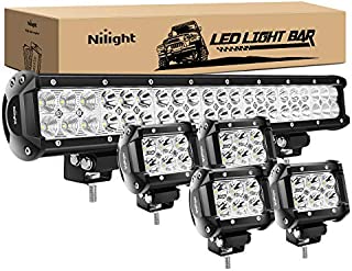 Nilight - ZH003 20Inch 126W Spot Flood Combo Led Light Bar 4PCS 4Inch 18W Spot LED Pods Fog Lights for Jeep Wrangler Boat Truck Tractor Trailer Off-Road,2 years Warranty