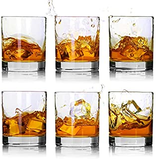 Whiskey Glasses-Premium 11 OZ Scotch Glasses Set of 6 /Old Fashioned Whiskey Glasses/Perfect Idea for Scotch Lovers/Style Glassware for Bourbon/Rum glasses/Bar whiskey glasses,Clear