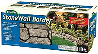 Gardeneer by Dalen Stone Wall Border Landscape Edging Border  6 Inch Garden Edging Border  Hand Painted Easy DIY Installation Edging for Landscaping  Lightweight Realistic Design (Slate Gray)