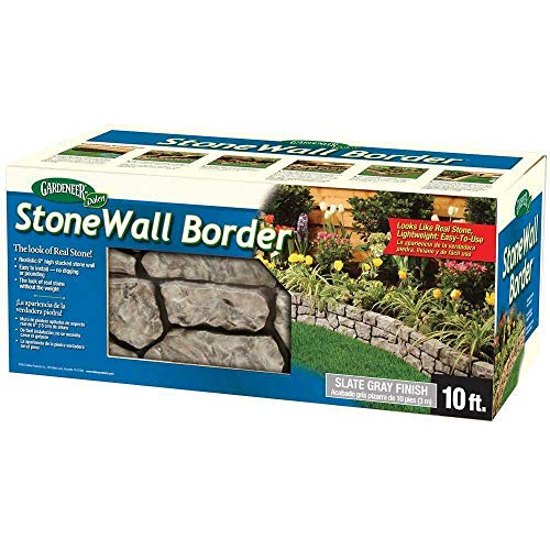 Gardeneer by Dalen Stone Wall Border Landscape Edging Border  6 Inch Garden Edging Border  Hand Painted Easy DIY Installation Edging for Landscaping  Lightweight Realistic Design (Slate Gray)