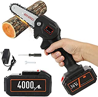 Gigilli 36VF Mini Chainsaw, 4000 mAh, 4-Inch Cordless Electric Portable Chain Saw with Copper Motor, One-Hand 1.5lb Lightweight, Pruning Shears Chainsaw for Wood Cutting, Tree Pruning and Gardening