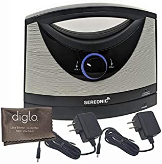 Sereonic Wireless TV Listening Speaker | TV-SB Portable Soundbox | Optical & Analog Connectivity | Extra Power Adapter | Diglo Microfiber Cloth