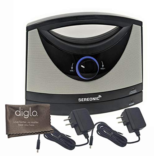 Sereonic Wireless TV Listening Speaker | TV-SB Portable Soundbox | Optical & Analog Connectivity | Extra Power Adapter | Diglo Microfiber Cloth