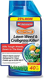 BioAdvanced 704140 All-in-One Lawn Weed and Crabgrass Killer Garden Herbicide, 32 oz, Concentrate