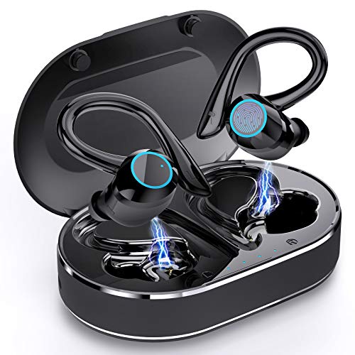 Andfive Wireless Earbuds, [2021 New Model] Bluetooth 5.1 Headphones in Ear with Earhooks, Wireless Sport Headphones for Running, Bluetooth Earphones Noise Cancelling Deep Bass, IP7 Waterproof Headset