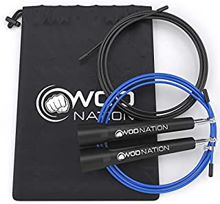 WOD Nation Speed Jump Rope - Blazing Fast Jumping Ropes - Endurance Workout for Boxing, MMA, Martial Arts or Just Staying Fit - Adjustable for Men, Women and Children