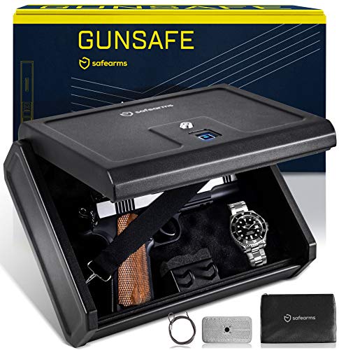 Biometric Gun Safe Gun Safes for Pistols Pistol Safe Quick Access Biometric Handgun Safe for Nightstand Biometric Safe Fingerprint Gun Safe for Pistols