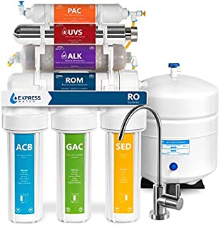 Express Water UV Reverse Osmosis Water Filtration System  11 Stage UV Water Filter with Faucet and Tank  Under Sink Water Filter with Alkaline Filter for added Essential Minerals 100 GDP