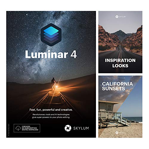 Luminar 4 Bundle | Innovative AI Software + Inspiration Looks + California Sunsets by Skylum [PC/Mac Download]