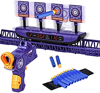 Topper-E Running Shooting Targets for Nerf GunsElectric Target Scoring Auto Reset Upgraded 4 Games Modes for Kids Shooting Outdoor Games,Ideal GiftsToys for Kids, Teens and Boys Girls