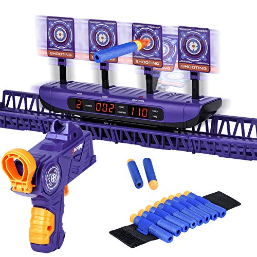 Topper-E Running Shooting Targets for Nerf GunsElectric Target Scoring Auto Reset Upgraded 4 Games Modes for Kids Shooting Outdoor Games,Ideal GiftsToys for Kids, Teens and Boys Girls