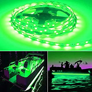 Seapon Pontoon Boat Light, Marine Led Light Strip for Duck Jon Bass Boat Sailboat Kayak Led Flex Lighting for Boat Deck Light Accent Light Courtesy Interior Lights Fishing Night,Green,12v, 5m(16.4ft)