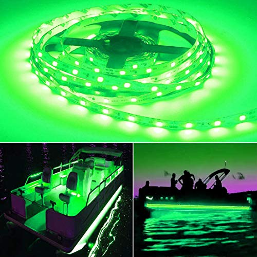 Seapon Pontoon Boat Light, Marine Led Light Strip for Duck Jon Bass Boat Sailboat Kayak Led Flex Lighting for Boat Deck Light Accent Light Courtesy Interior Lights Fishing Night,Green,12v, 5m(16.4ft)