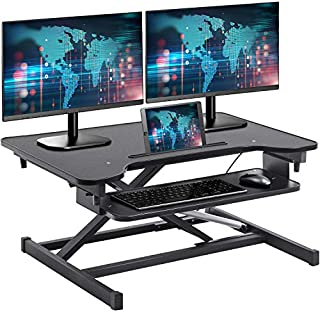 Standing Desk 32 Inches Adjustable Height Steel Coverter Stand Up Desk with Keyboard Tray Ergonomic Home Office Computer Desk Workstation,Black