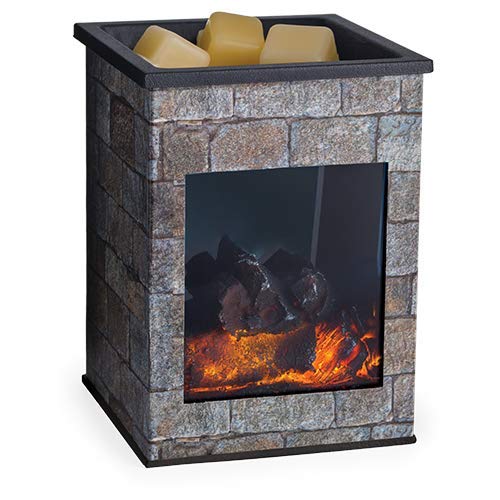 CANDLE WARMERS ETC. Fireplace Illumination Fragrance Warmer- Light-Up Warmer for Warming Scented Candle Wax Melts and Tarts or Essential Oils to Freshen Room, Hearthstone