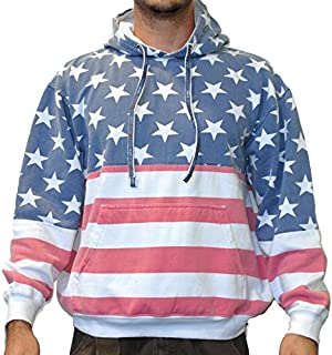 Licensed Mart Unisex Proud American Flag PullOver Hoodie Sweatshirt 4017 Red/White/Blue 2XL