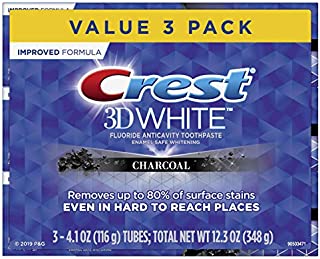 Crest 3D White, Charcoal Whitening Toothpaste, 4.1 oz, 3 Count