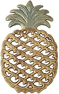 Cast Iron Pineapple Trivet - Decorative Cast Iron Trivet For Kitchen Or Dining Table - Vintage, Rustic Design - Protect your Countertop from Hot Dishes - With Rubber Pegs/Feet - Recycled Metal