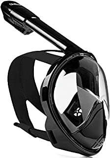 DIVELUX Snorkel Mask - Original Full Face Snorkeling and Diving Mask with 180° Panoramic Viewing - Longer Ventilation Pipe, Watertight, Anti Fog & Anti Leak Technology, (Black, L/XL)