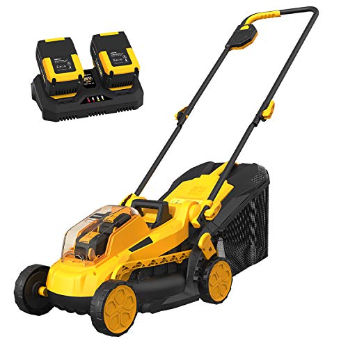 AchiForce Cordless Lawn Mower, 13-Inch 40 V Brushless Lawn Mower, 5 Mowing Heights, 8 Gallon Grass Bag, 2 x 4 Ah Batteries and Charger Included